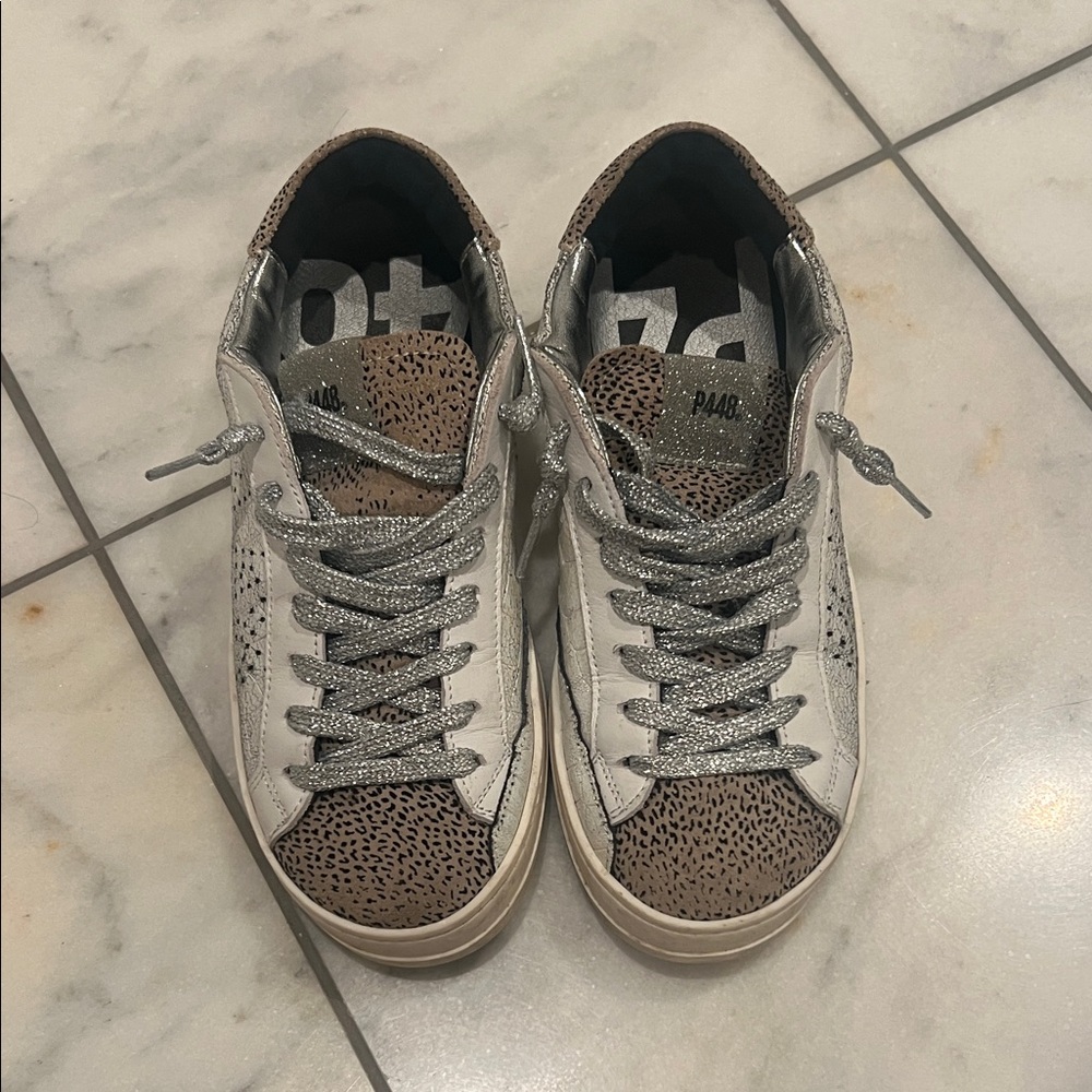 P448 Animal Print Sneakers with Glittery Laces